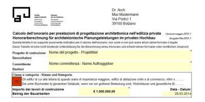Calcolo dell’onorario per prestazioni di progettazione architettonica nell’edilizia privata