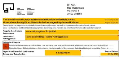 Honorarberechnung für architektonische Planungsleistungen im privaten Hochbau