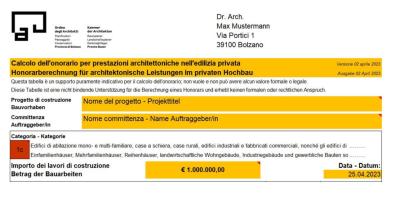 Calcolo dell’onorario per prestazioni di progettazione architettonica nell’edilizia privata
