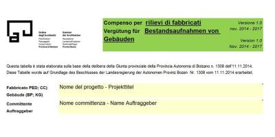 Compenso professionale per rilievi di fabbricati